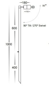 CROWN LIGHTING 1000mm Aluminum Single Adjustable Garden Spike Light - Black - 12v - IP65 - Image 2