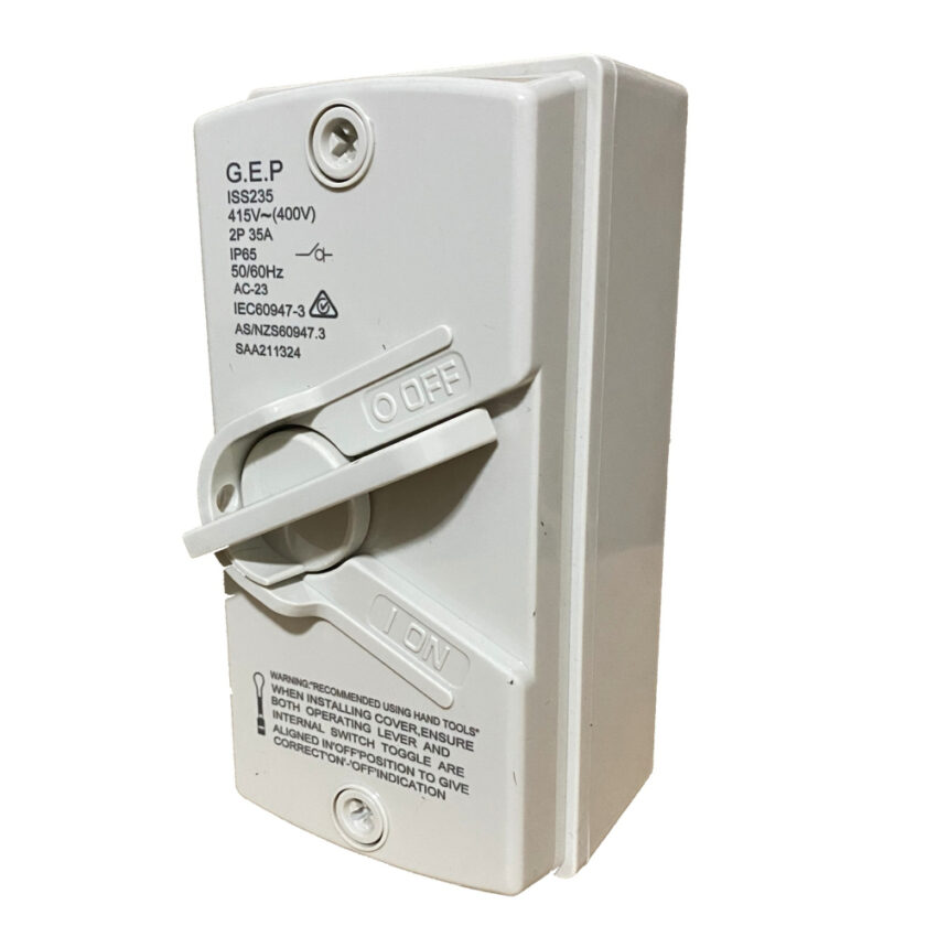 G.E.P 2 Pole Weatherproof Isolator Switch 35Amp (36x)