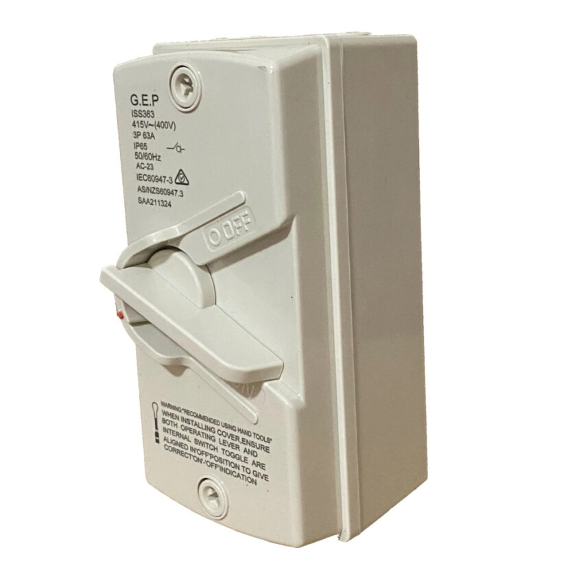 G.E.P 3 Pole Weatherproof Isolator Switch 63Amp - SAA - (36x)