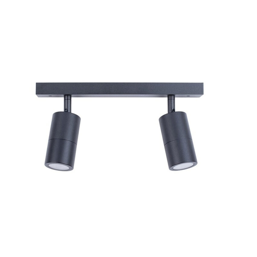 CROWN LIGHTING Double Bar Ceiling Spot Light - Aluminium - 240v IP44 - Black