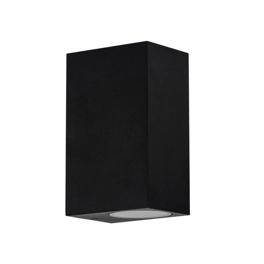 CROWN LIGHTING Twin GU10 Up & Down Wall Light - Square - 240v - IP44 - Black