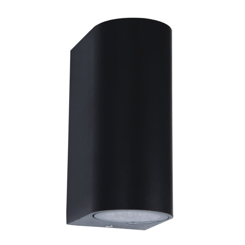 CROWN LIGHTING Twin GU10 Up & Down Wall Light - Curved - 240v - IP44 - Black