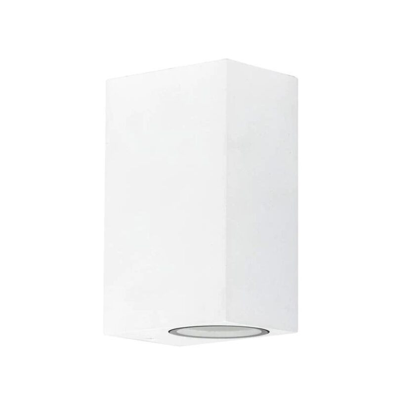 CROWN LIGHTING Twin GU10 Up & Down Wall Light - Square - 240v - IP44 - White